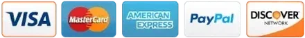 Visa, Mastercard, American Express, Discover